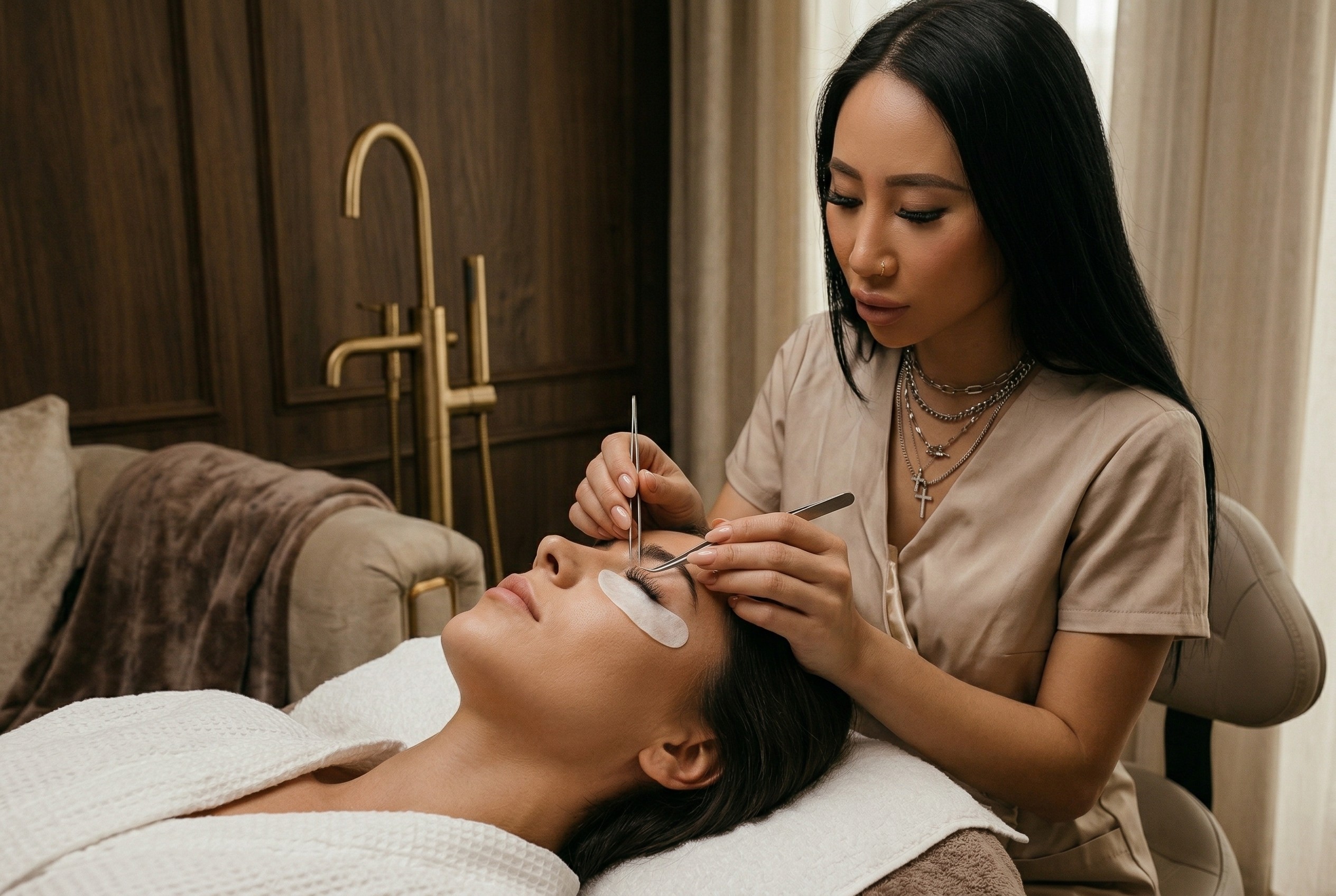 Bellarena performing a luxury lash treatment at her Surrey BC studio